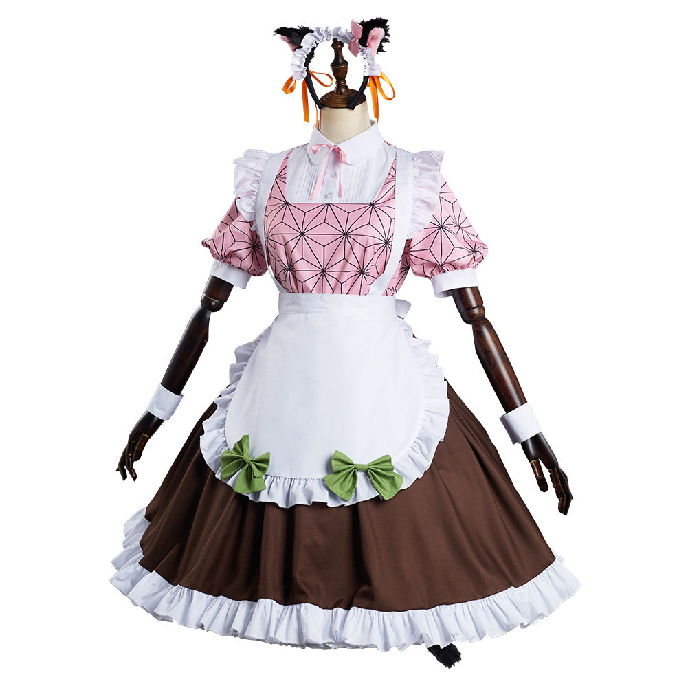 Anime Demon Slayer Kamado Nezuko Mucama Lolita Cosplay Fiesta Disfraz Falda Vestido Traje-DISFRAZDEDIADEBRUJAS.ES®