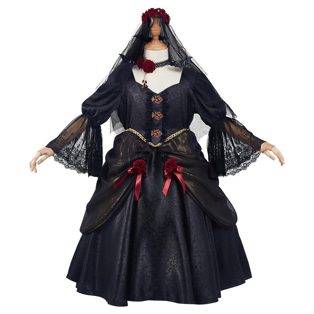 Anime Niños Chicas Vampire Bride Precioso Cosplay Disfraz Halloween Falda Carnaval Traje