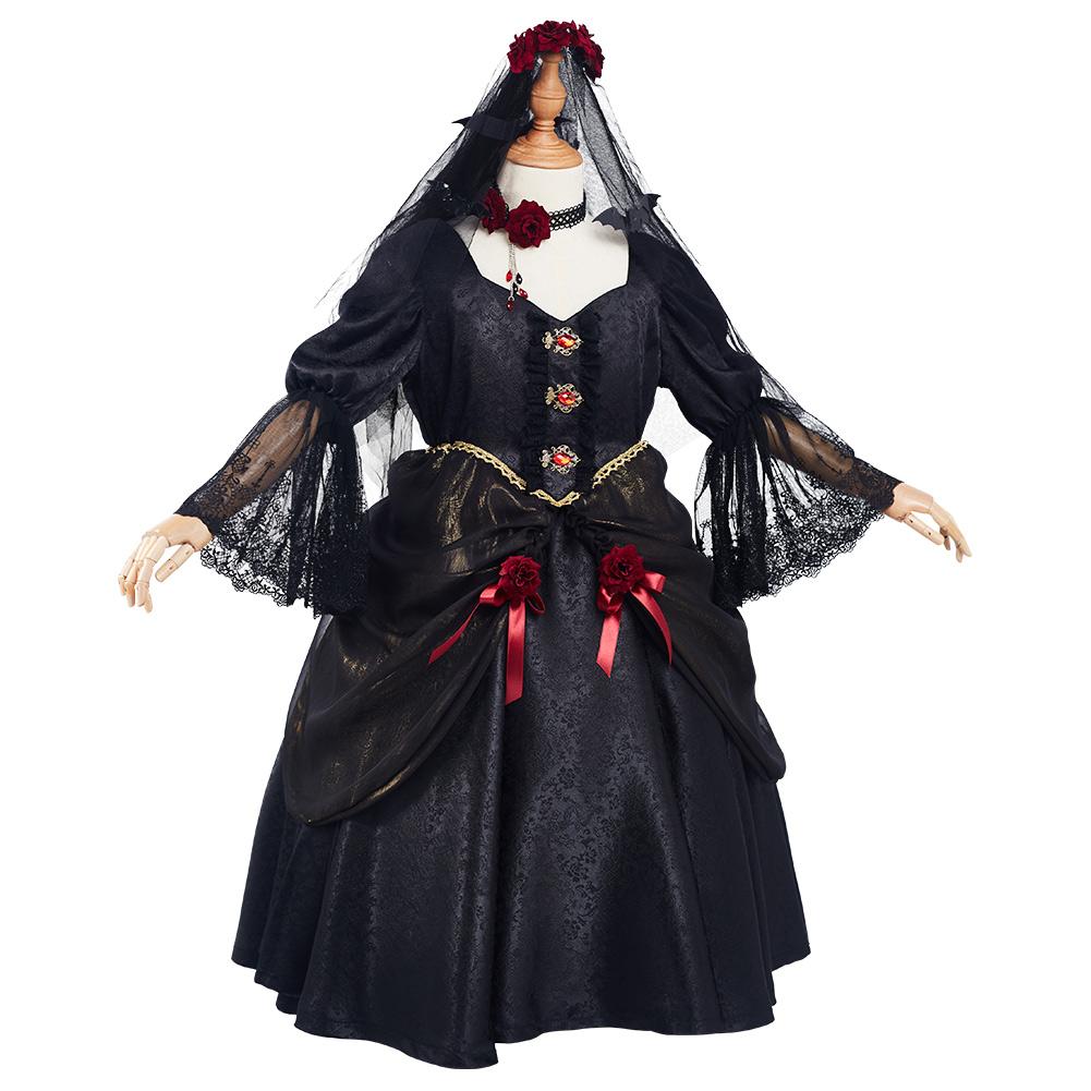 Anime Niños Chicas Vampire Bride Precioso Cosplay Disfraz Halloween Falda Carnaval Traje