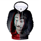 La Casa de Papel Money Heist Dali Cosplay Sudadera Estampada de Moda con Capucha para Adultos Unisex