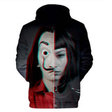 La Casa de Papel Money Heist Dali Cosplay Sudadera Estampada de Moda con Capucha para Adultos Unisex