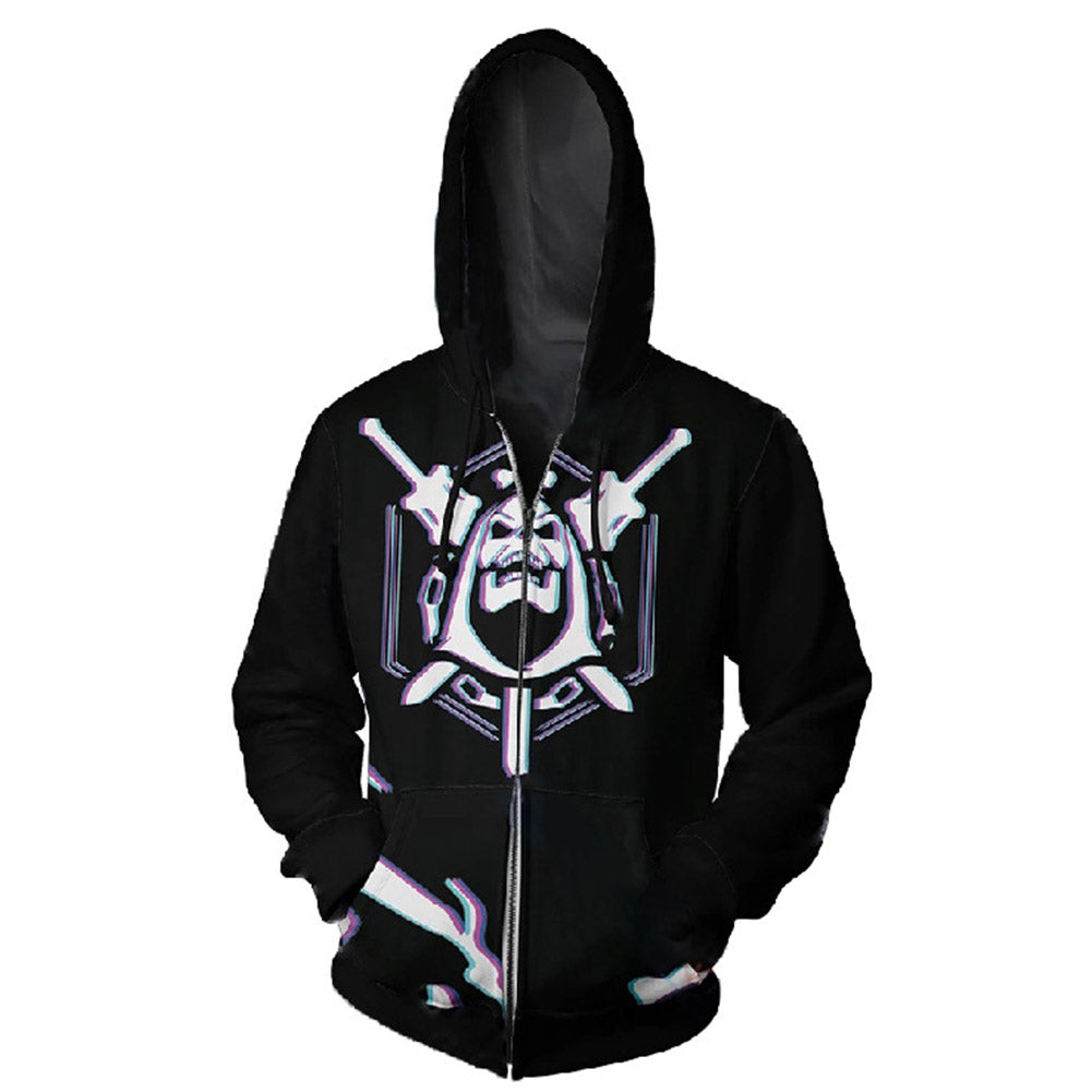 Halloween Disfraz Esqueleto Sudadera con Cremallera y Capucha para Adultos Unisex