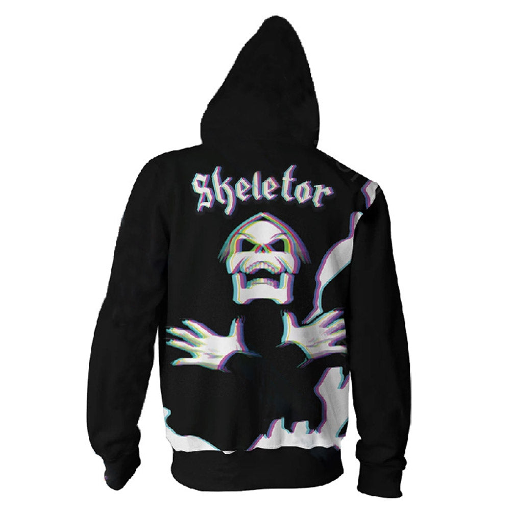 Halloween Disfraz Esqueleto Sudadera con Cremallera y Capucha para Adultos Unisex