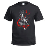 2019 Película Ne Zha Cosplay Camiseta Estampada de Color Negro para Adultos Unisex