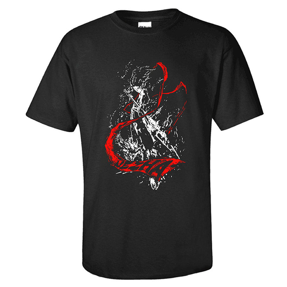 2019 Película Ne Zha Cosplay Camiseta Estampada de Color Negro para Adultos Unisex