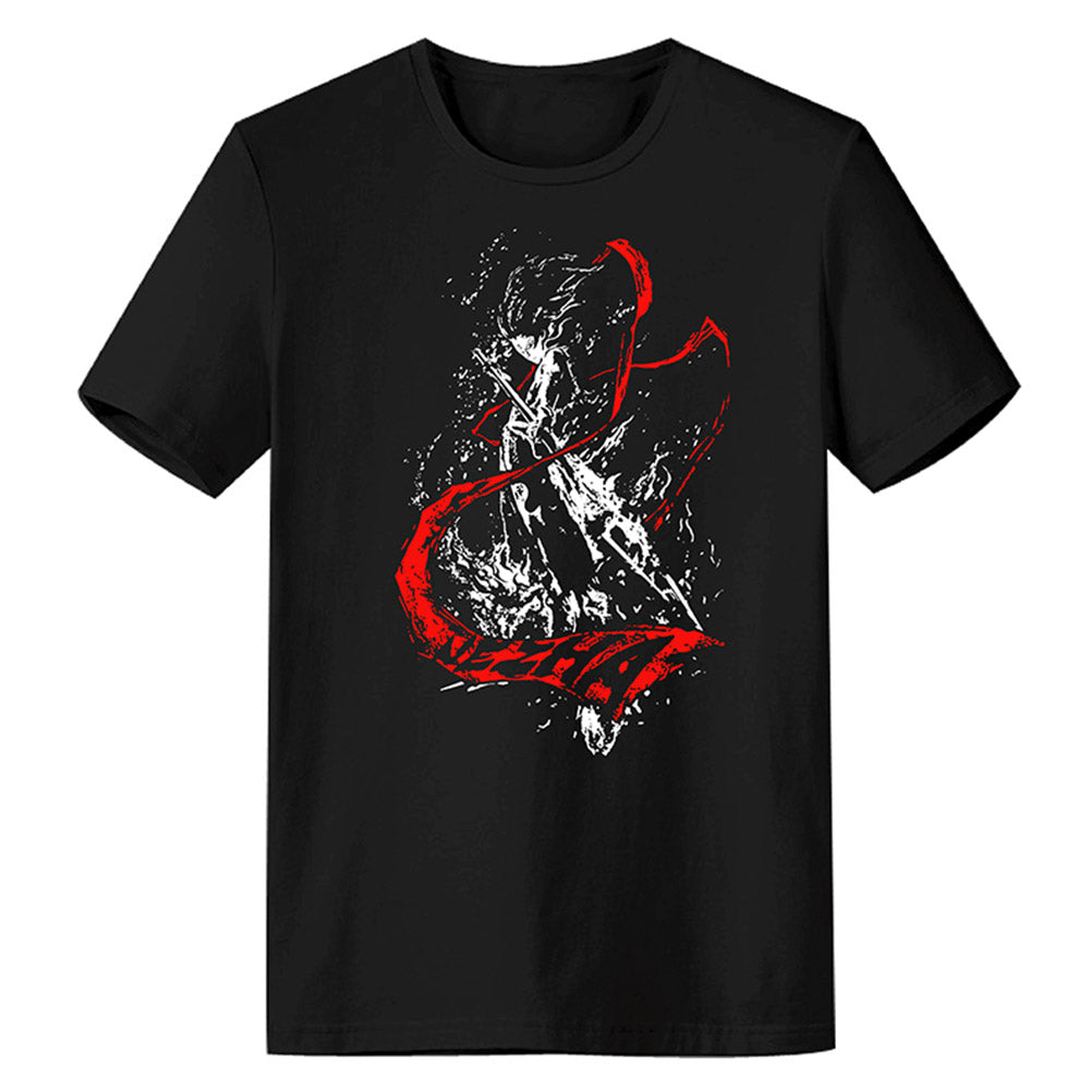 2019 Película Ne Zha Cosplay Camiseta Estampada de Color Negro para Adultos Unisex