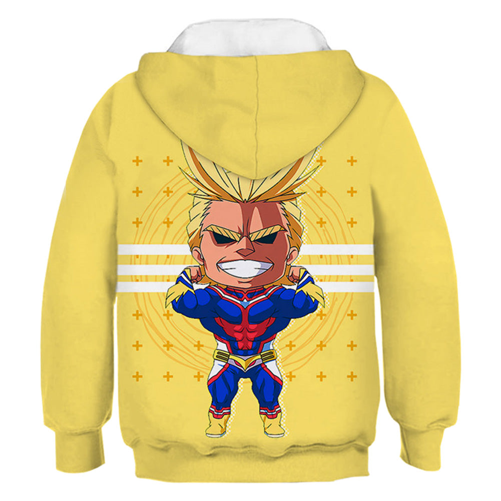 My Hero Academia Cosplay All Might Sudadera Amarilla Estampada con Capucha para Niños