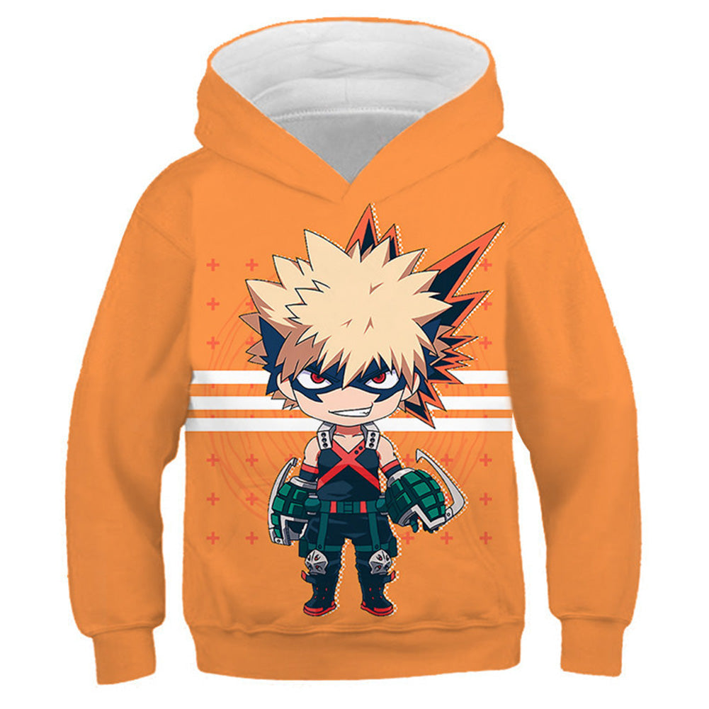 My Hero Academia Cosplay Bakugou Katsuki Sudadera Estampada con Capucha para Niños