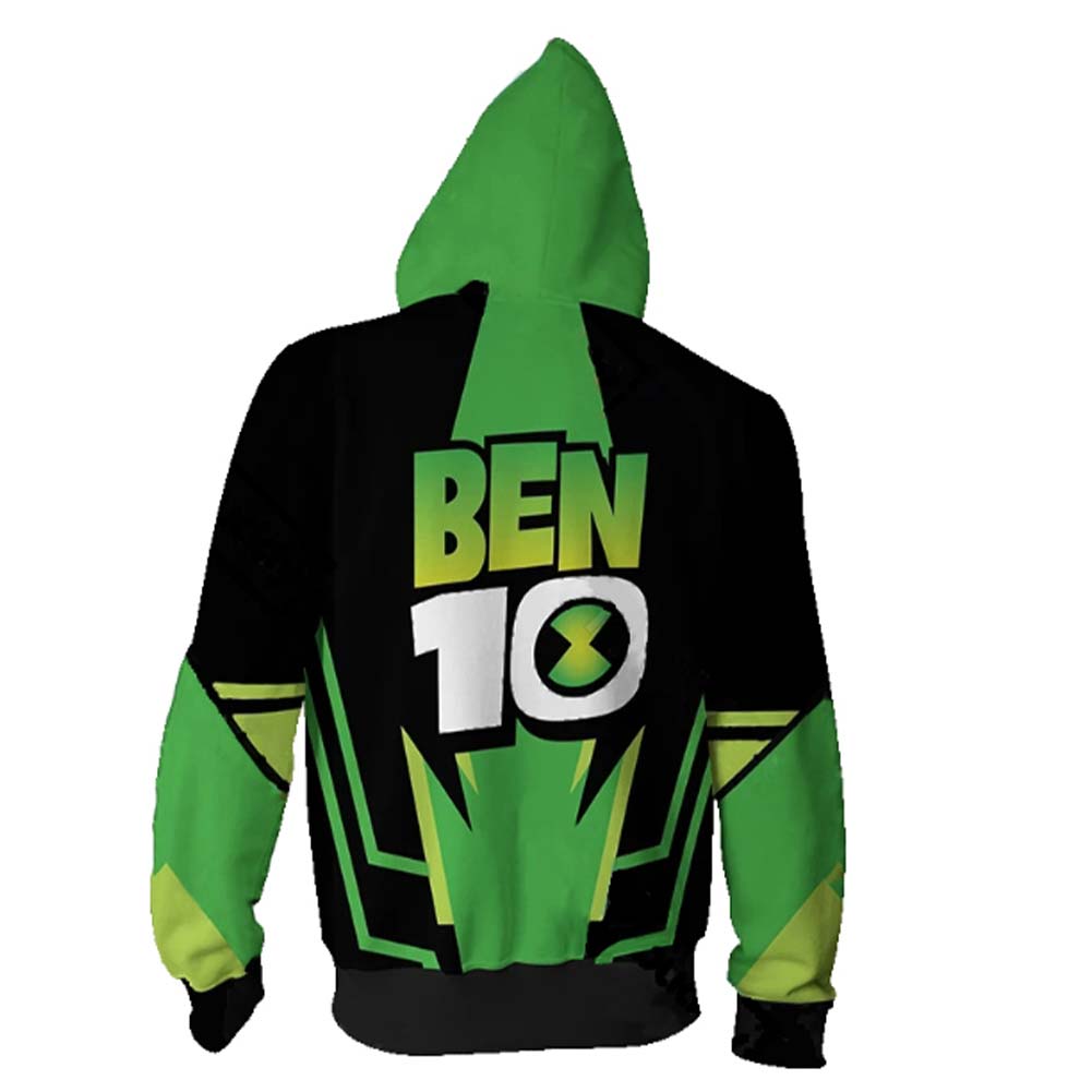 Anime Ben 10 Cosplay Sudadera con Capucha y Cremallera para Adultos Unisex
