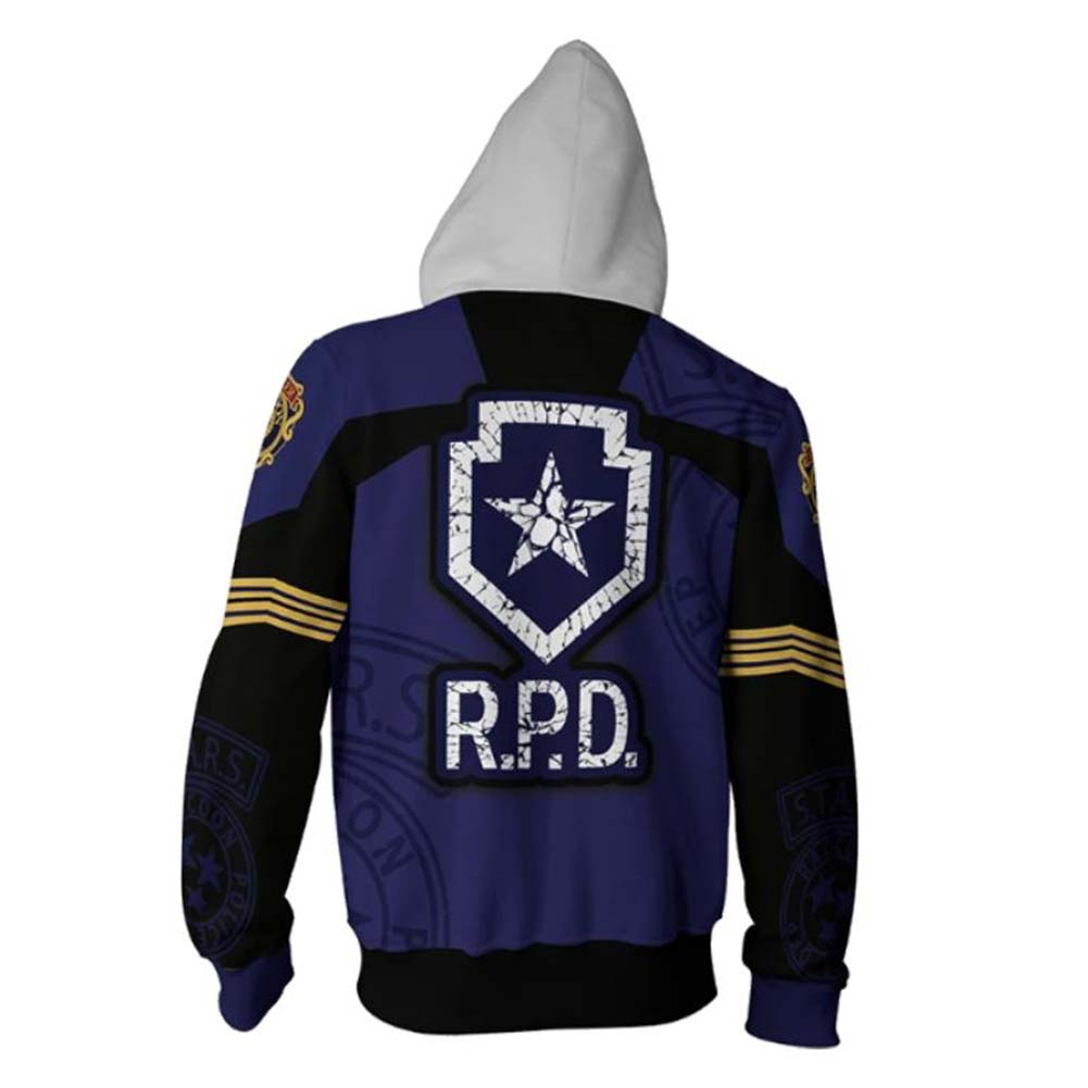 Peligro Biológico Resident Evil Cosplay R.P.D. Sudadera con Capucha y Cremallera para Adultos Unisex