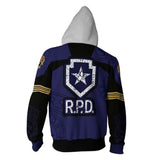 Peligro Biológico Resident Evil Cosplay R.P.D. Sudadera con Capucha y Cremallera para Adultos Unisex