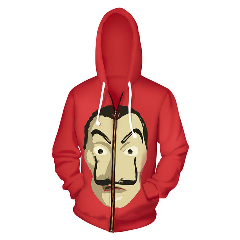 La Casa De Papel Cosplay Dali Sudadera Estampada con Cremallera y Capucha para Adultos Unisex