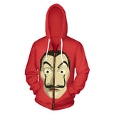 La Casa De Papel Cosplay Dali Sudadera Estampada con Cremallera y Capucha para Adultos Unisex