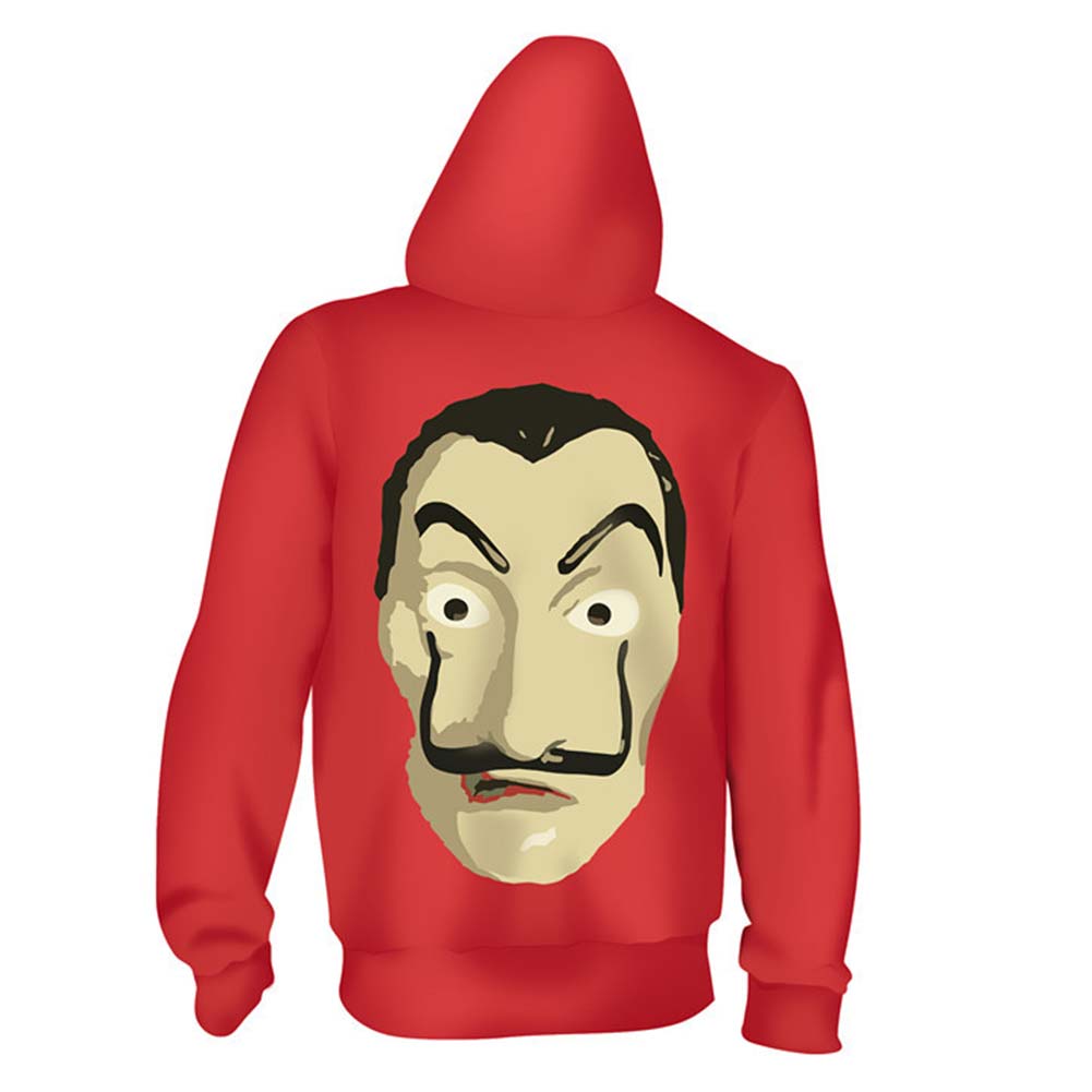 La Casa De Papel Cosplay Dali Sudadera Estampada con Cremallera y Capucha para Adultos Unisex