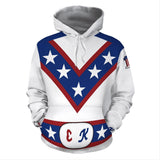 Evel Knievel Cosplay Sudadera Estampada con Capucha de Color Blanco para Adultos Unisex