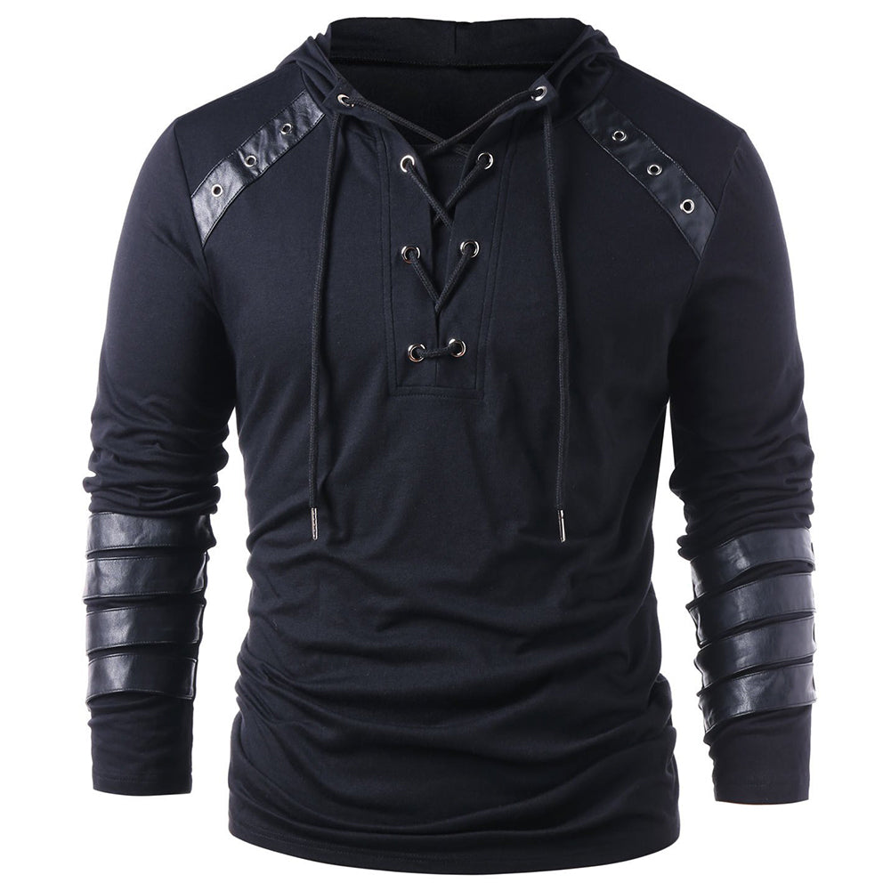 Halloween Carnaval Masculino Gótica Steampunk Sudadera con capucha  con correas de cuero