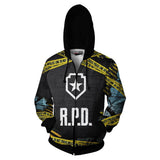 Novedad Peligro Biológico Resident Evil Sudadera Estampada con Cremallera y Capucha para Adultos Unisex