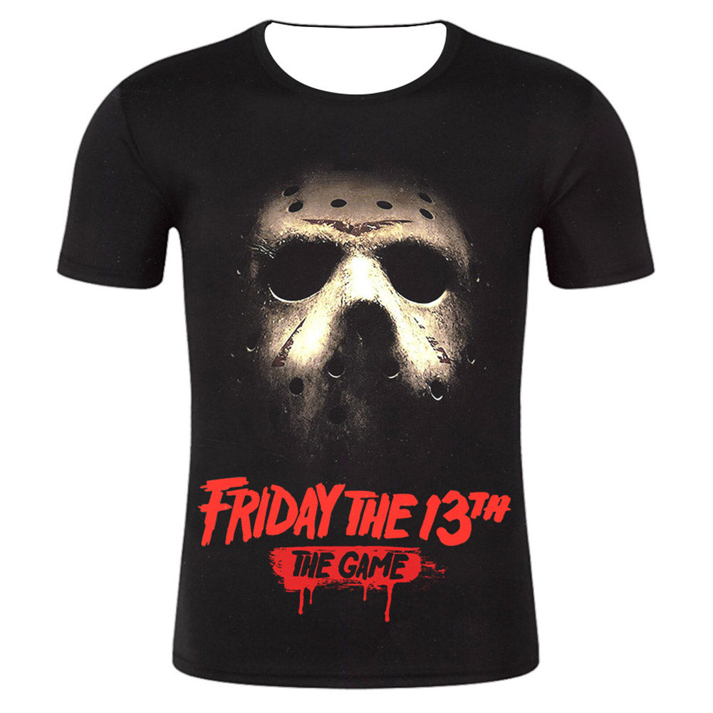 Videojuego Friday the 13th Jason Camiseta Estampada de Color Negro para Adultos Unisex