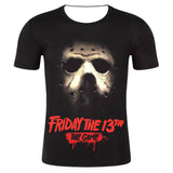 Videojuego Friday the 13th Jason Camiseta Estampada de Color Negro para Adultos Unisex