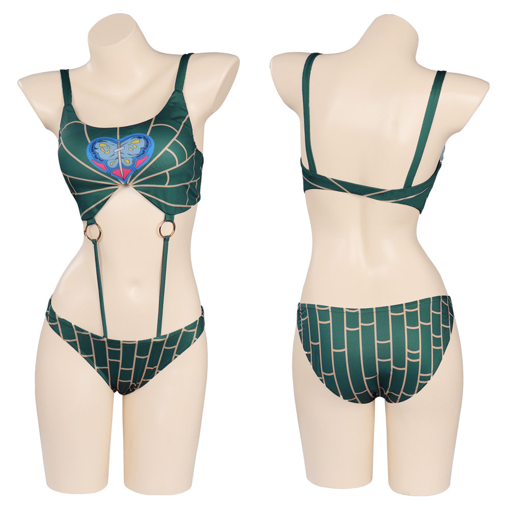 Anime JoJo’s Bizarre Adventure Jolyne Cujoh Cosplay Fiesta Disfraz Traje de Baño Bikini Creación Secundaria-DISFRAZDEDIADEBRUJAS.ES®