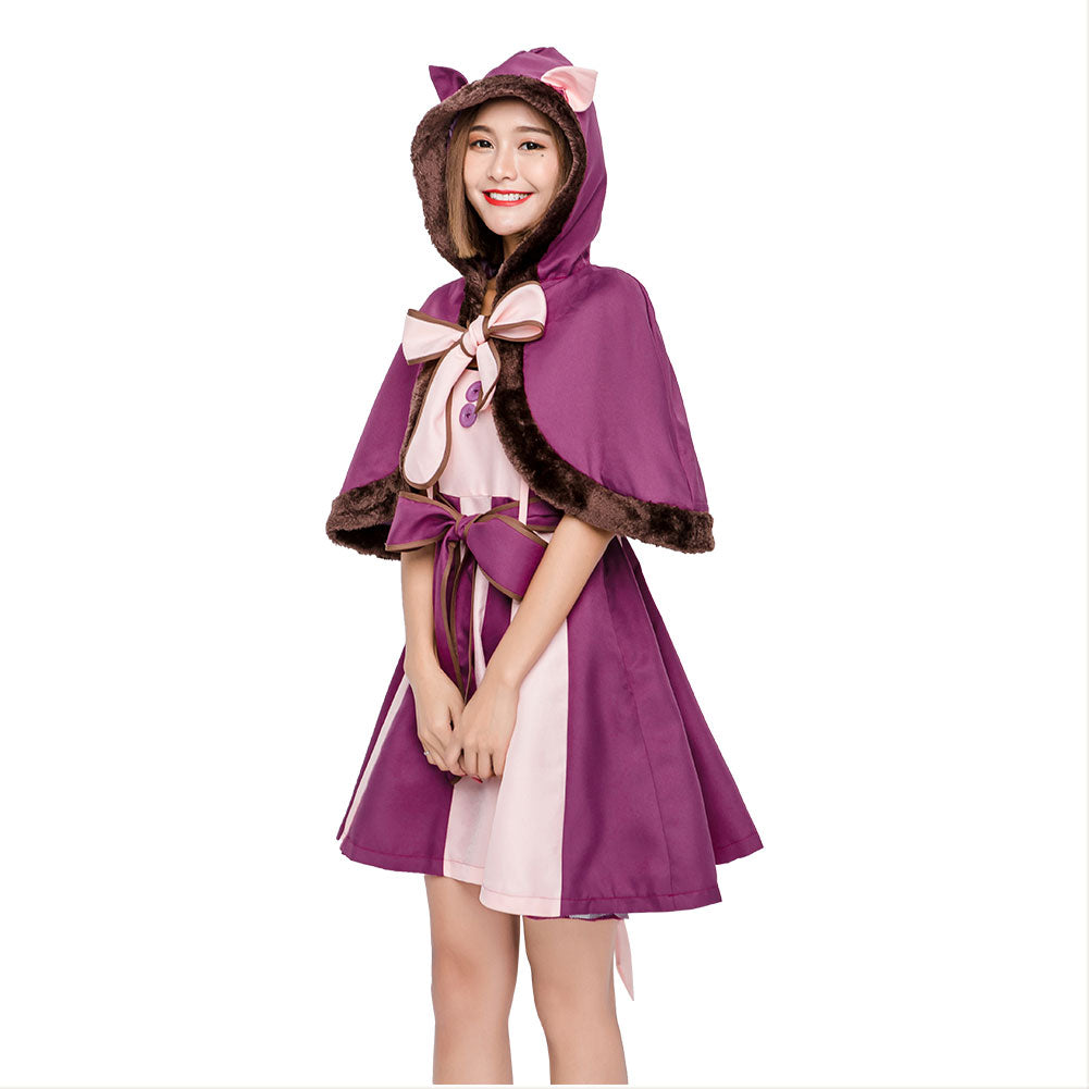 Alicia en El País de Las Maravillas Alice In Wonderland Lolita Vestido Gato Cheshire Cosplay Halloween Vestido para Adultos Femenino