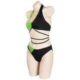 Anime Kim Possible Shego Cosplay Fiesta Disfraz Traje de Baño Bikini Disfraz Kim Possible