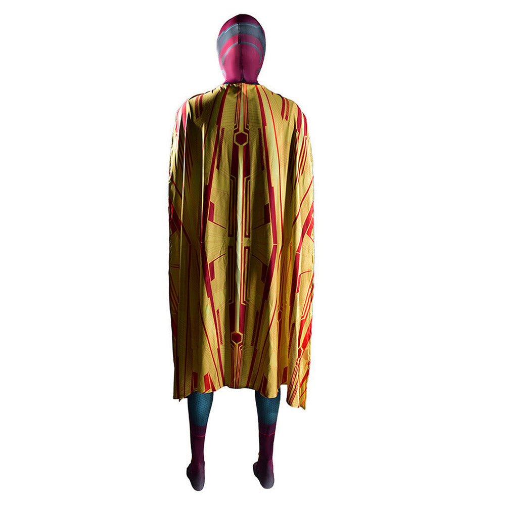 Series de Televisión WandaVision -Vision Mono Capa Cosplay Disfraz Halloween Fiesta Conjunto Carnaval Traje Impreso Per.