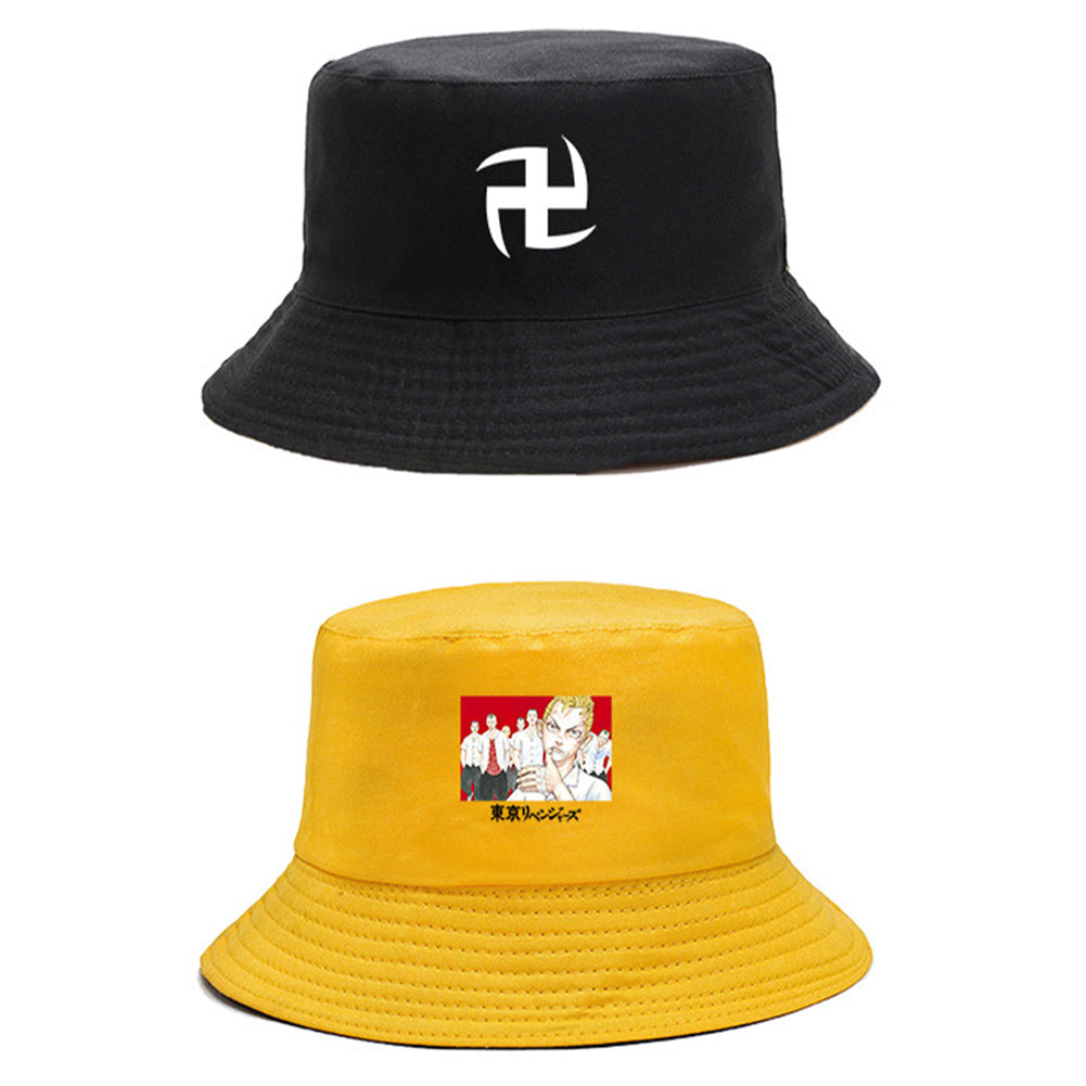 Anime Tokyo Revengers sombrero Doble lado Hazme Sombrero de cubo a rayas Summer Cool Halloween cosplay