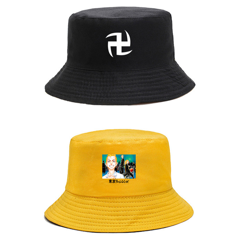 Anime Tokyo Revengers sombrero Doble lado Hazme Sombrero de cubo a rayas Summer Cool Halloween cosplay