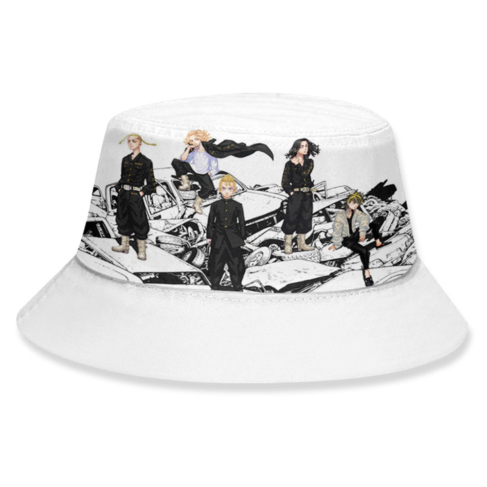 Anime Tokyo Revengers sombrero Hazme Sombrero de cubo a rayas Summer Cool Halloween cosplay