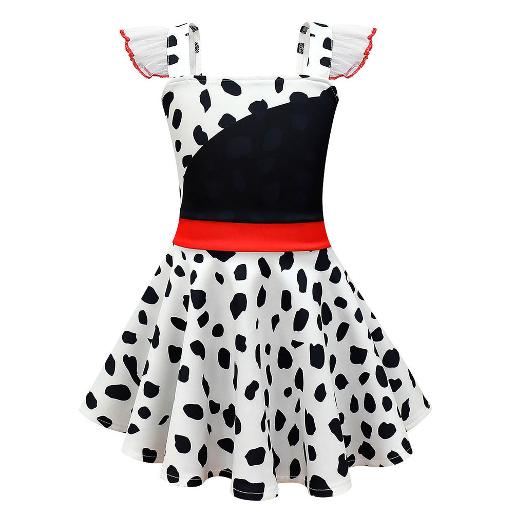 Película Cruella Niños Vestido falda Cosplay Disfraz Halloween Carnaval Traje Per.