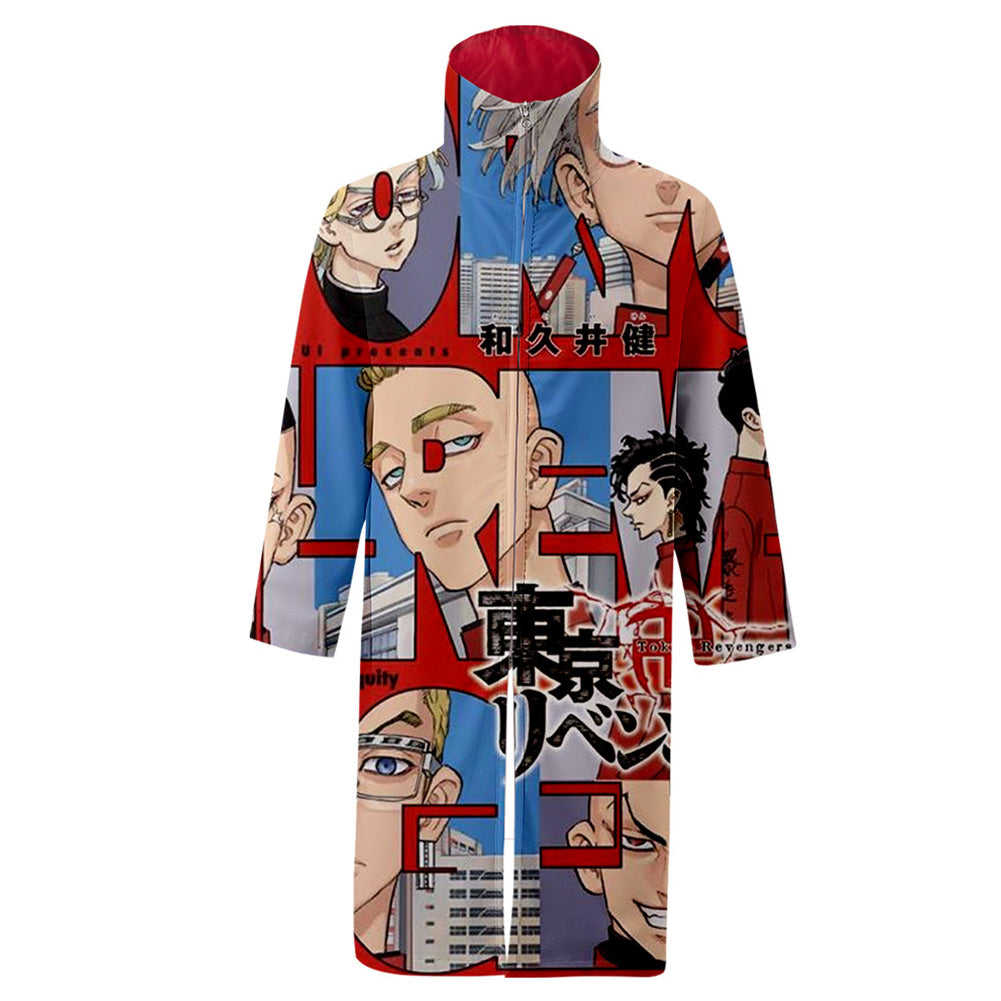 Anime Tokyo Revengers Sudadera Bata capa con cremallera Abrigo largo cuello alto Cosplay Disfraz Halloween Carnaval hombre diario Traje
