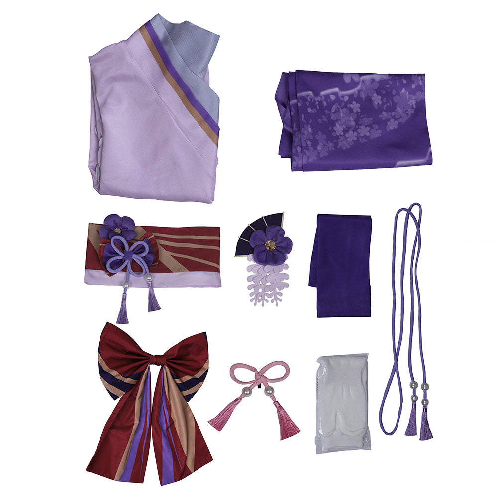 Juego Genshin Impact Baal / Raiden Makoto Cosplay Navidad Kimono Vestido Conjunto Carnaval Traje Per.