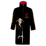 Anime Tokyo Revengers Sudadera Bata capa con cremallera Abrigo largo chaqueta con cuello alto Cosplay Disfraz Halloween hombre diario Traje