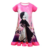 Película Cruella Niños Pijama Vestido falda Cosplay Disfraz Halloween 3D Impreso Carnaval Traje