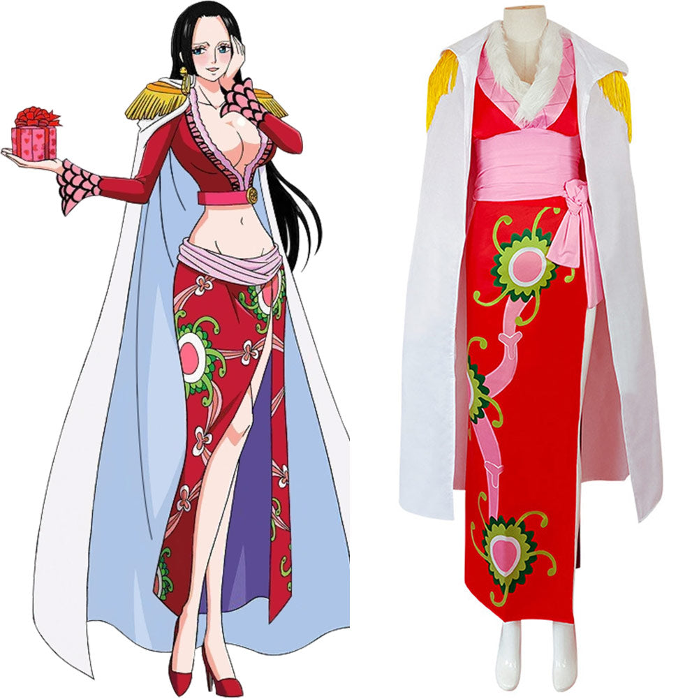 Anime One Piece Boa Hancock Cosplay Kimono Navidad Disfraz Traje Vestido Falda