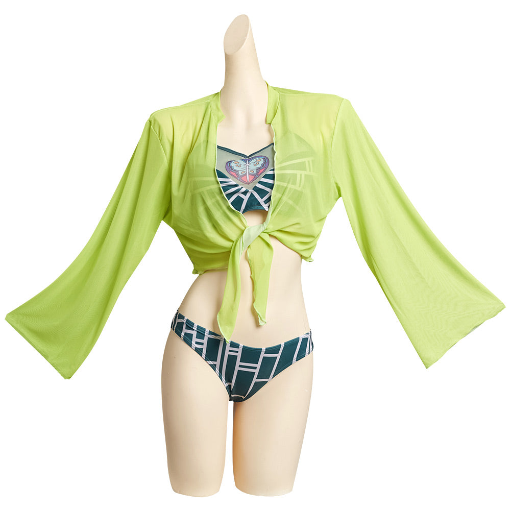 Anime JoJo‘s Bizarre Adventure Jolyne Cujoh Cosplay Fiesta Disfraz Traje de Baño Creación Secundaria-DISFRAZDEDIADEBRUJAS.ES®