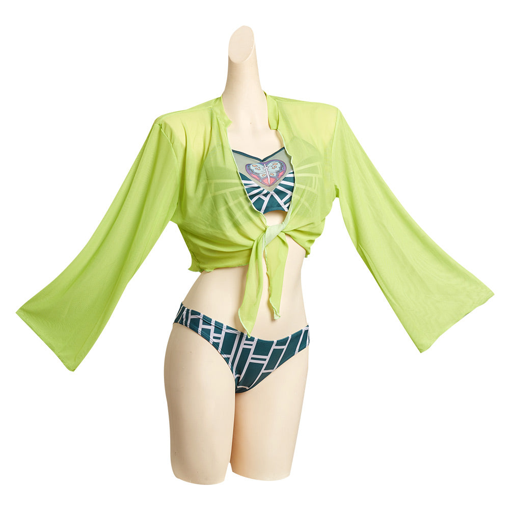Anime JoJo‘s Bizarre Adventure Jolyne Cujoh Cosplay Fiesta Disfraz Traje de Baño Creación Secundaria-DISFRAZDEDIADEBRUJAS.ES®
