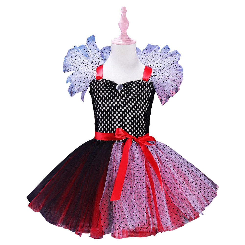 Película Cruella Niños Vestido falda Cosplay Disfraz Halloween Carnaval Traje Per.