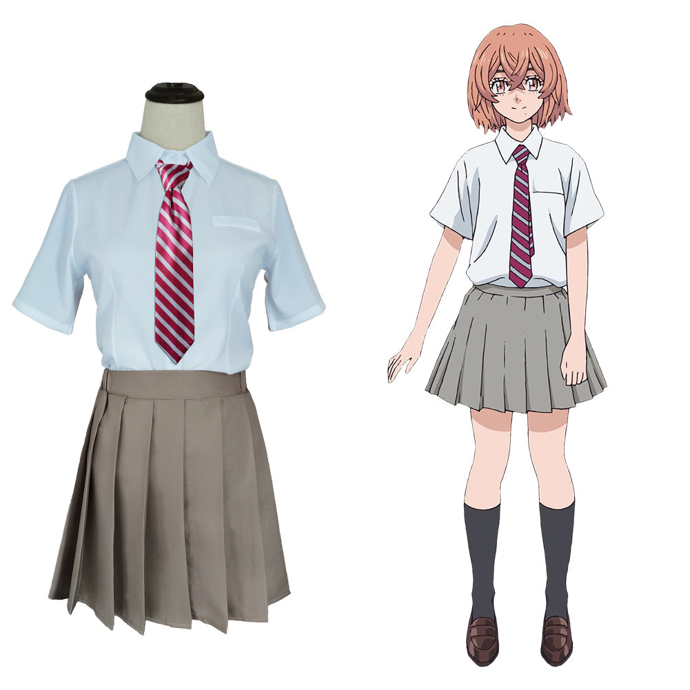 Anime Tokyo Revengers Tachibana Hinata Cosplay Disfraz Halloween Top Falda Uniforme Per.