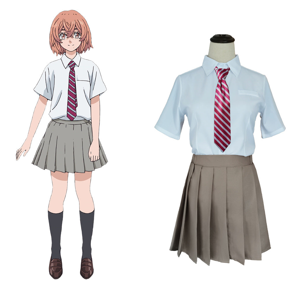 Anime Tokyo Revengers Tachibana Hinata Cosplay Disfraz Halloween Top Falda Uniforme Per.