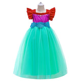 Mermaid Vestido de red de sirena fiesta de bodas de niños vestido de princesa mariposa grande lentejuelas disfraz de Halloween Per.