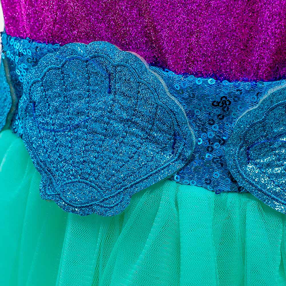Mermaid Vestido de red de sirena fiesta de bodas de niños vestido de princesa mariposa grande lentejuelas disfraz de Halloween Per.