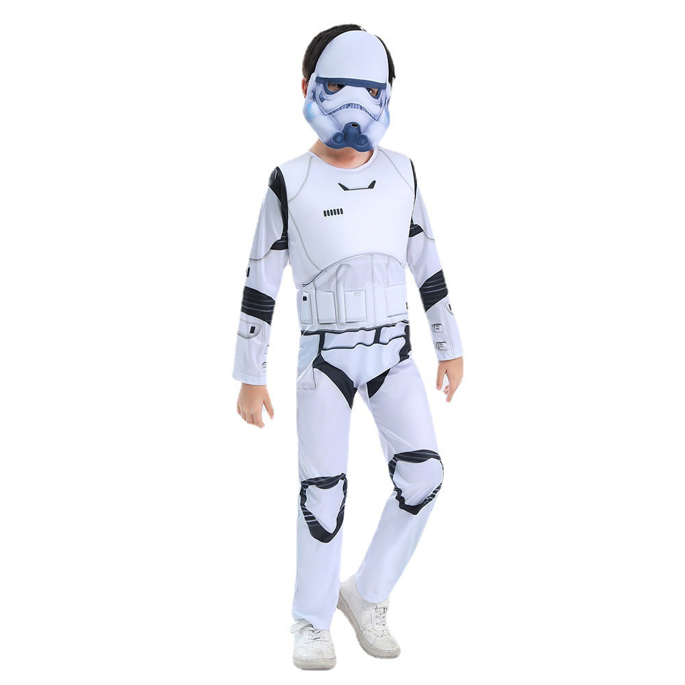 Niños Star Wars Blanco Solider Cosplay Disfraz Traje De Una Pieza Con Máscara Trajes De Halloween Carnaval Fiesta