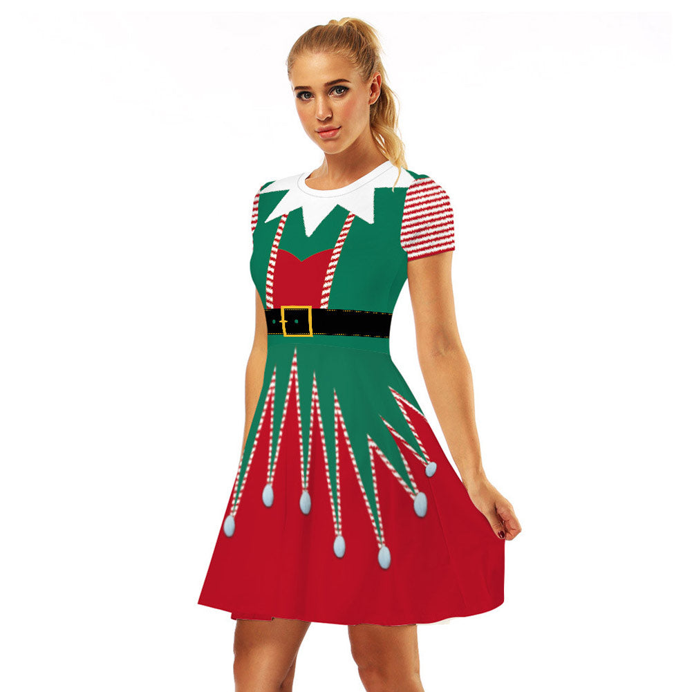 Papá Noel Cosplay Navidad Elfo Halloween Disfraz Falda Vestido Carnaval