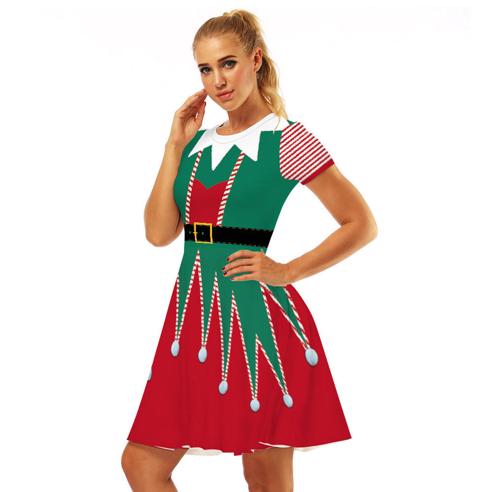 Papá Noel Cosplay Navidad Elfo Halloween Disfraz Falda Vestido Carnaval