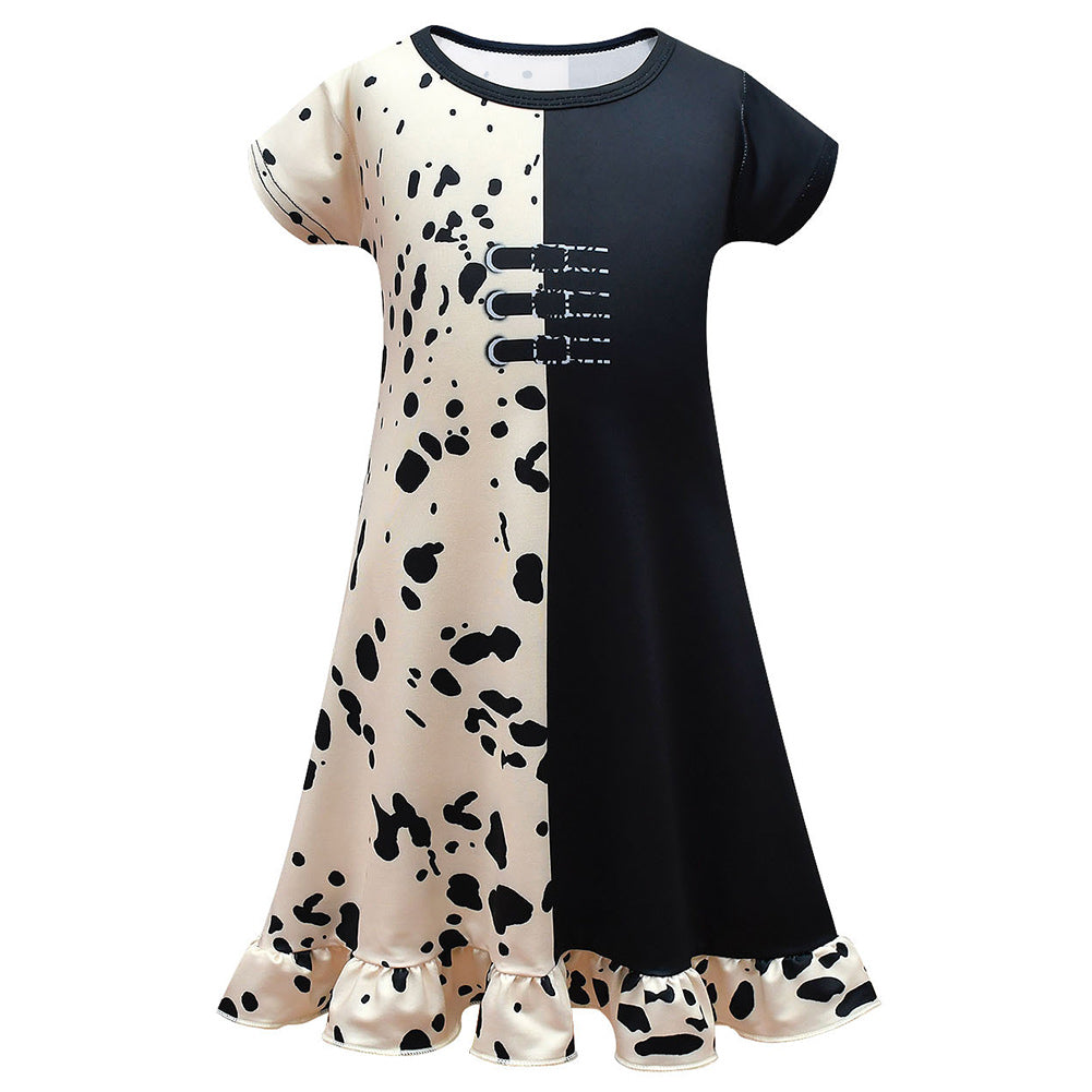 Película Cruella Niños Vestido falda Cosplay Disfraz Halloween Carnaval Traje