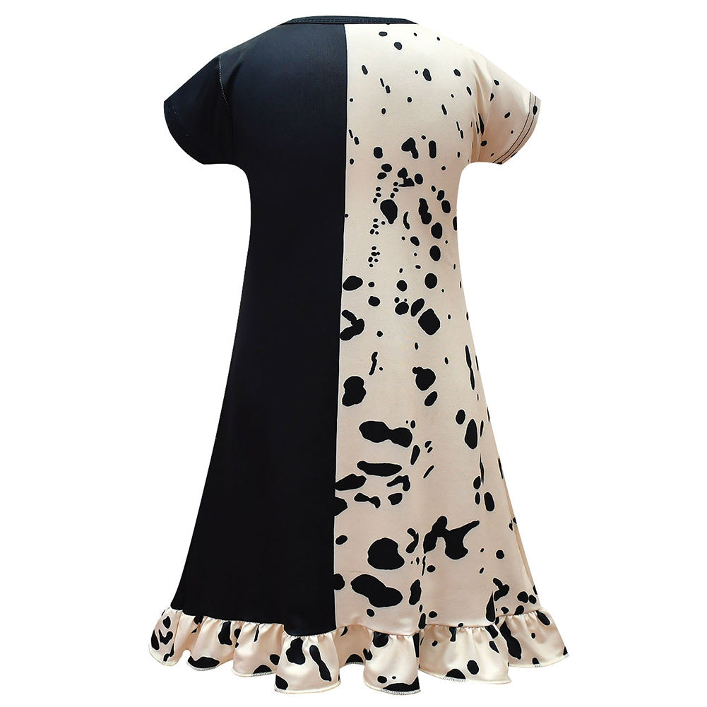 Película Cruella Niños Vestido falda Cosplay Disfraz Halloween Carnaval Traje