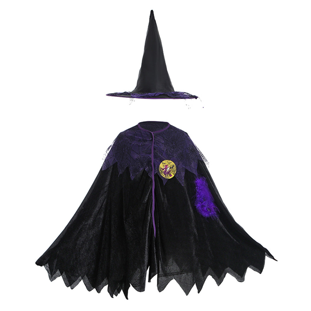 Niños Bruja Cosplay Halloween Disfraz Fiesta Vestido Conjunto Carnaval Traje