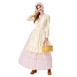 Halloween Disfraz De Sirvienta Pastoral Chef Pastelero de Café Vestido Largo para Adultos Femenino